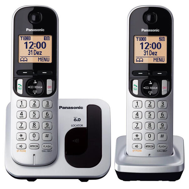 Telefone sem Fio Panasonic KXTGC212LB1 Viva Voz Identificação de Chamadas Dect 6.0 + 1 Ramal - Prata image number null