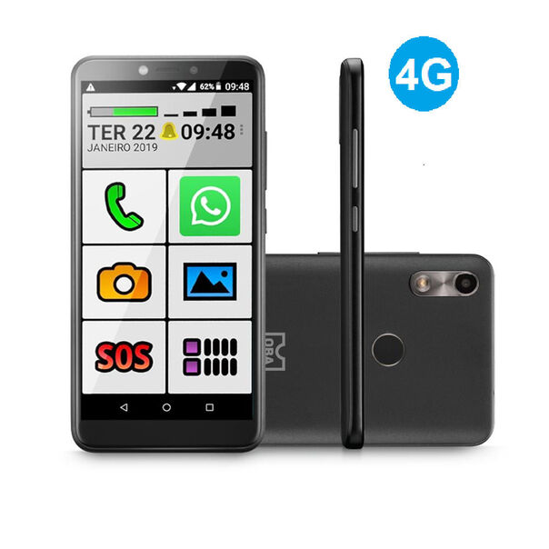 Celular do Idoso 4G com Internet e WhatsApp letras e números grandes 32GB OB026B image number null
