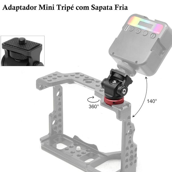 Cabeça Mini Ball Head Mamen SH-02 360° com Adaptador de Sapata para Leds  Monitores e Câmeras image number null