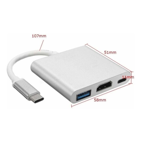 Adaptador OTG MHL Alumínio Tipo-C para HDMI - Micro USB Tipo-C Fêmea - USB-A image number null
