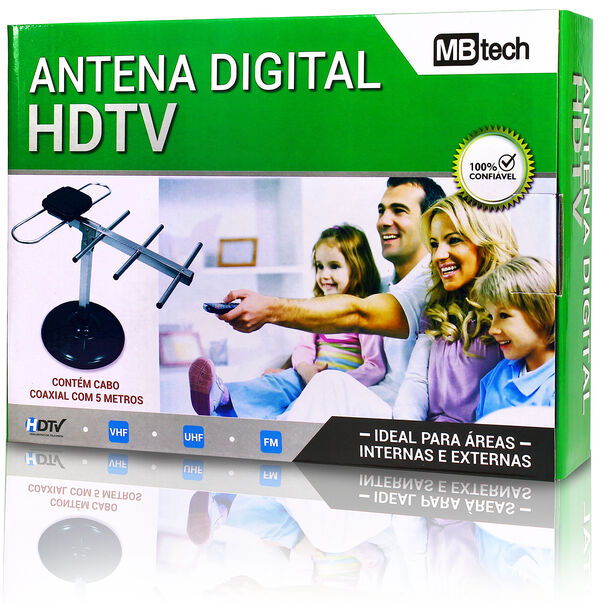 Antena Interna ou Externa Para Sinal Digital HDTV VHF UHF FM image number null