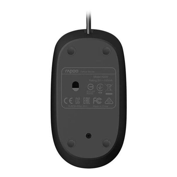 Mouse Rapoo N100 1600DPI Preto USB - RA017 image number null