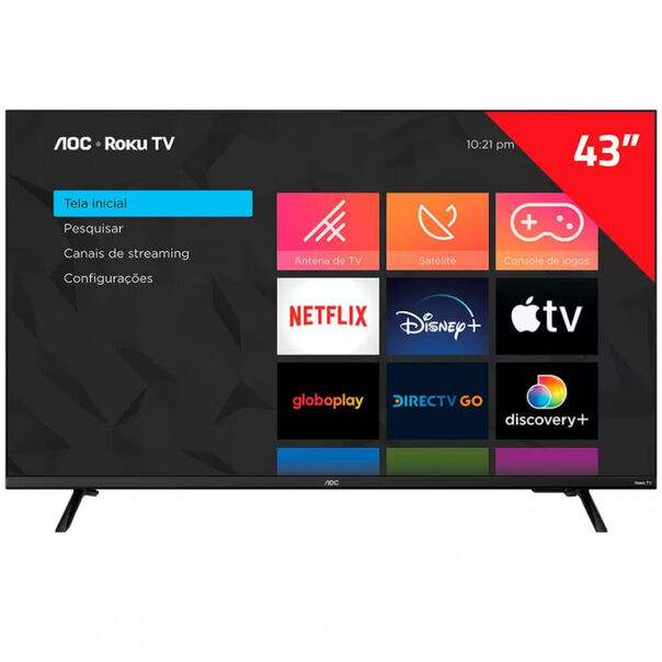 Smart TV 43 Full HD 43S5135-78G Roku TV Dolby Digital AOC - Preto image number null