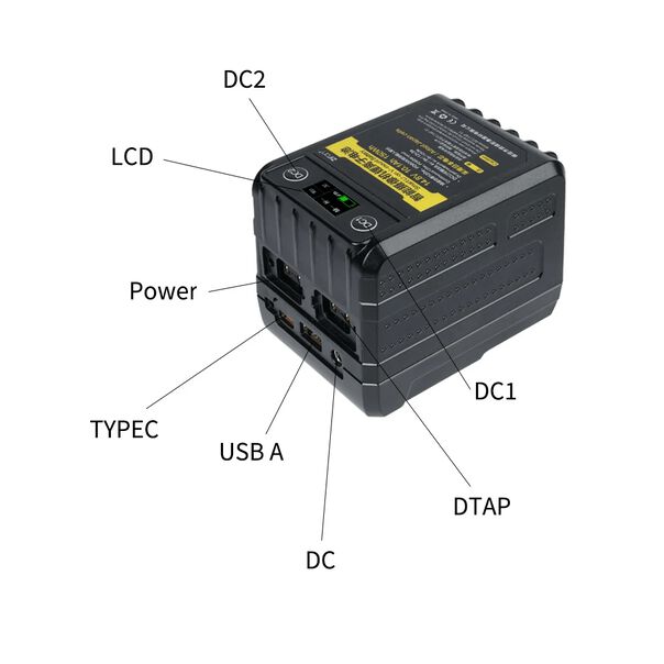 Bateria V-mount Zifon Pdz-98pd Micro 98wh - 14.8v Saídas Usb  Usb-c E D-tap (6600mah) image number null