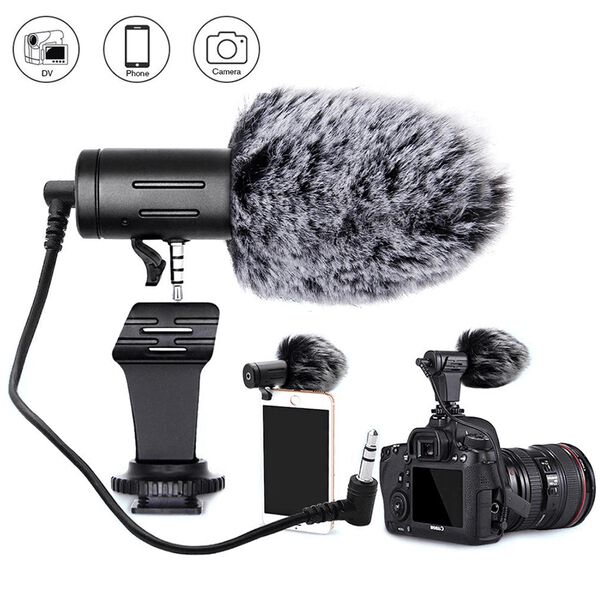 Microfone Shotgun Estéreo Mamen MIC-06 Supercardióide HD Mini para Câmeras e SmartPhones image number null